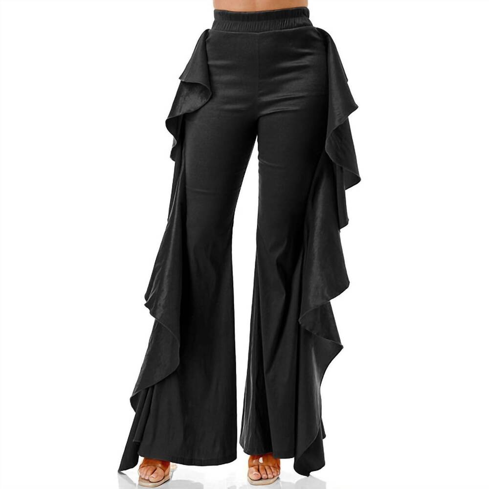 NEW LOVE HIGHLIGHT ruffle hem pant - plus in black